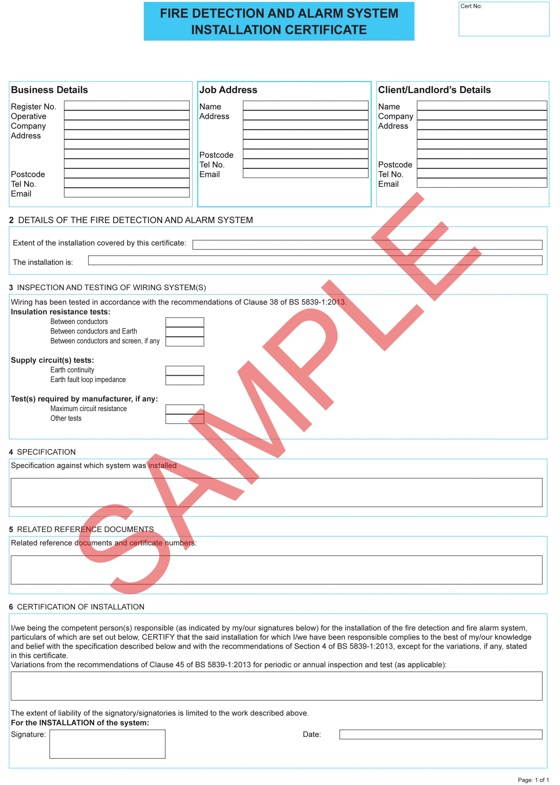 Certificates Everycert Alarm System Checklist Certificate Of Pertaining To Certificate Of Inspection Template