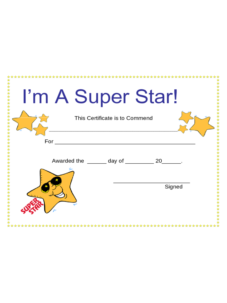 Certificates For Kids – 2 Free Templates In Pdf, Word, Excel Throughout Star Award Certificate Template