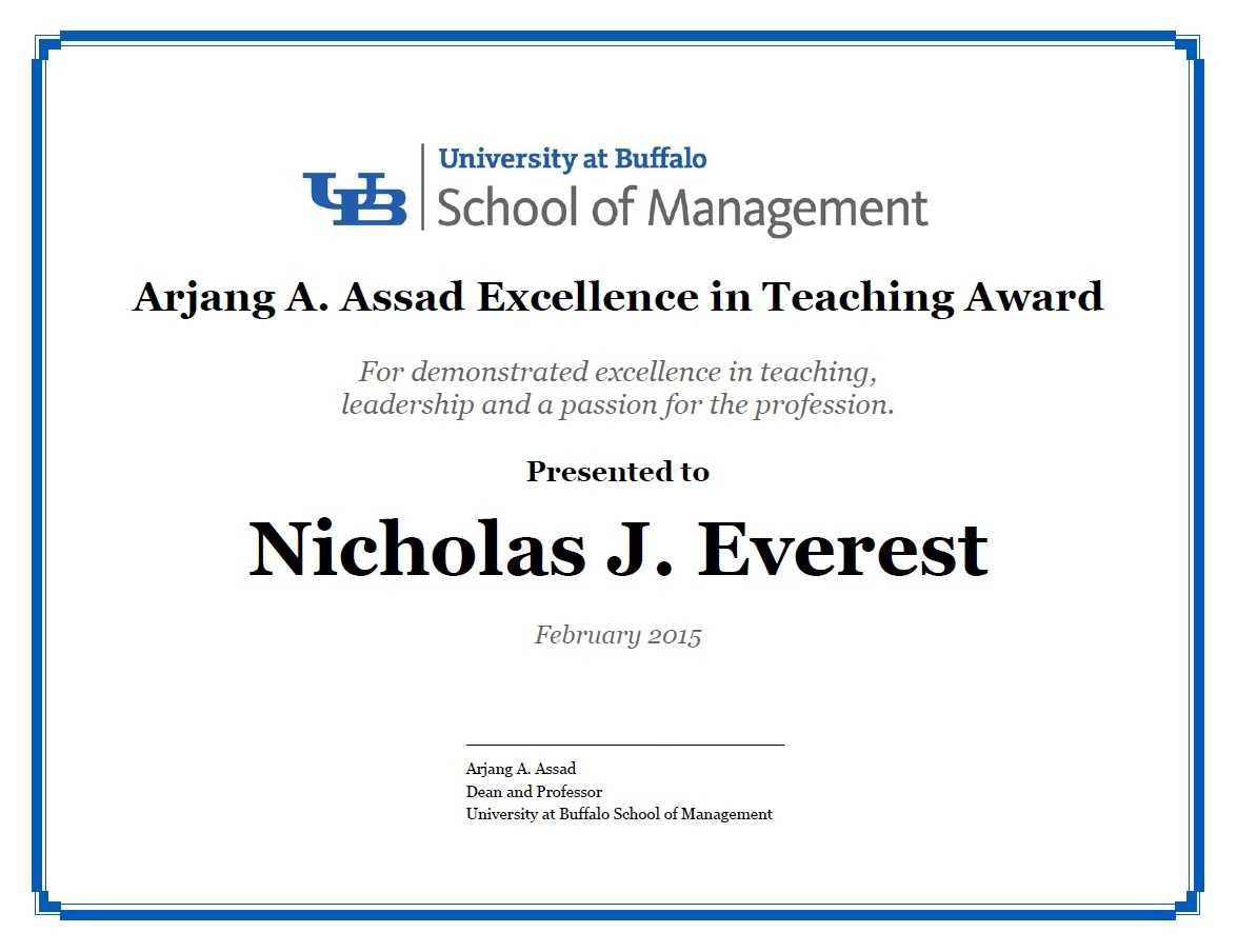 Certificates – School Of Management – University At Buffalo In Classroom Certificates Templates