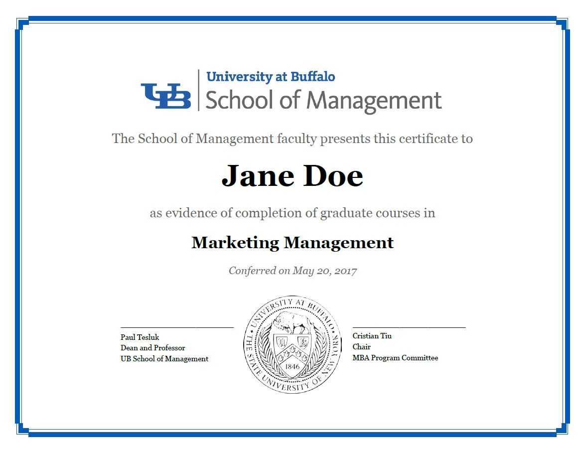 Certificates – School Of Management – University At Buffalo Within Classroom Certificates Templates