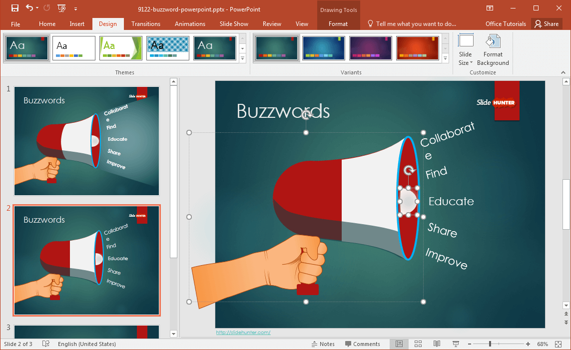 Change Background For Buzzword Powerpoint Template – Fppt For How To Change Powerpoint Template