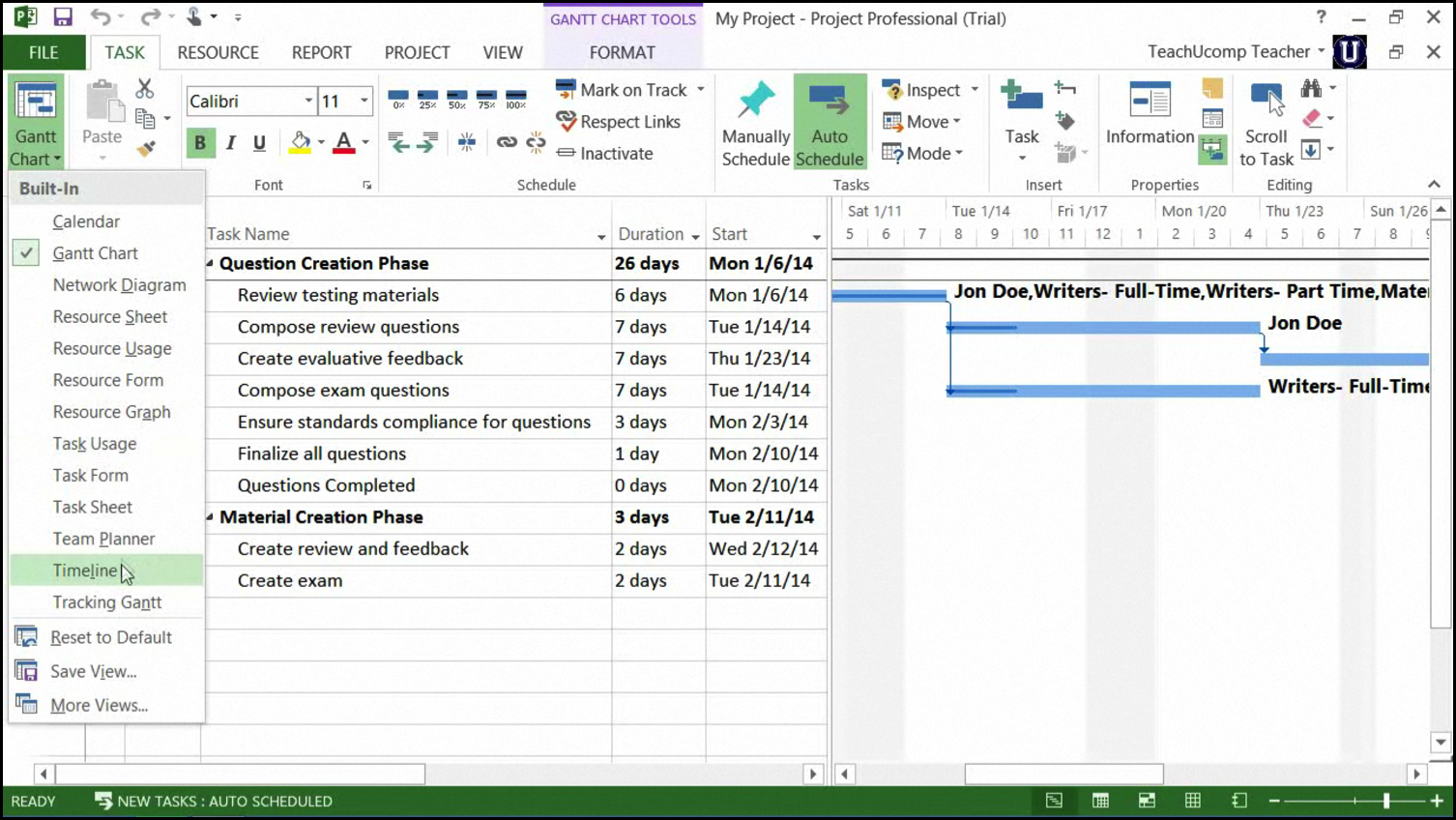Changing Views In Microsoft Project 2013:2010  Tutorial Regarding Ms Project 2013 Report Templates