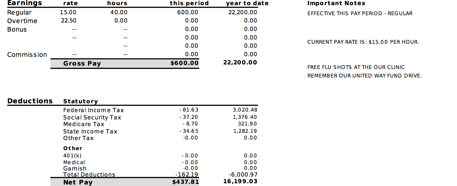 Check Stub Example – Zohre.horizonconsulting.co Throughout Blank Pay Stub Template Word