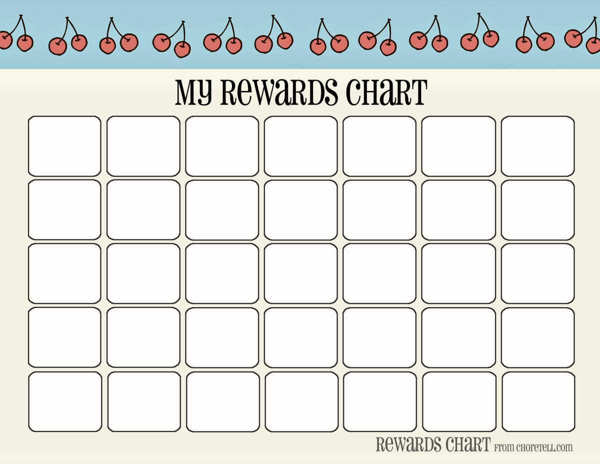 Cherry & Strawberry Themed Printable "my Rewards Chart In Blank Reward Chart Template
