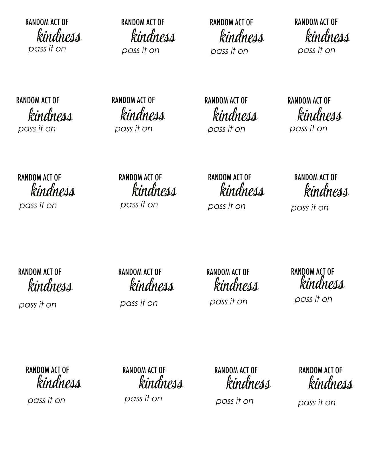 Chic Challenge: Random Acts Of Kindness – The Chic Site In Random Acts Of Kindness Cards Templates