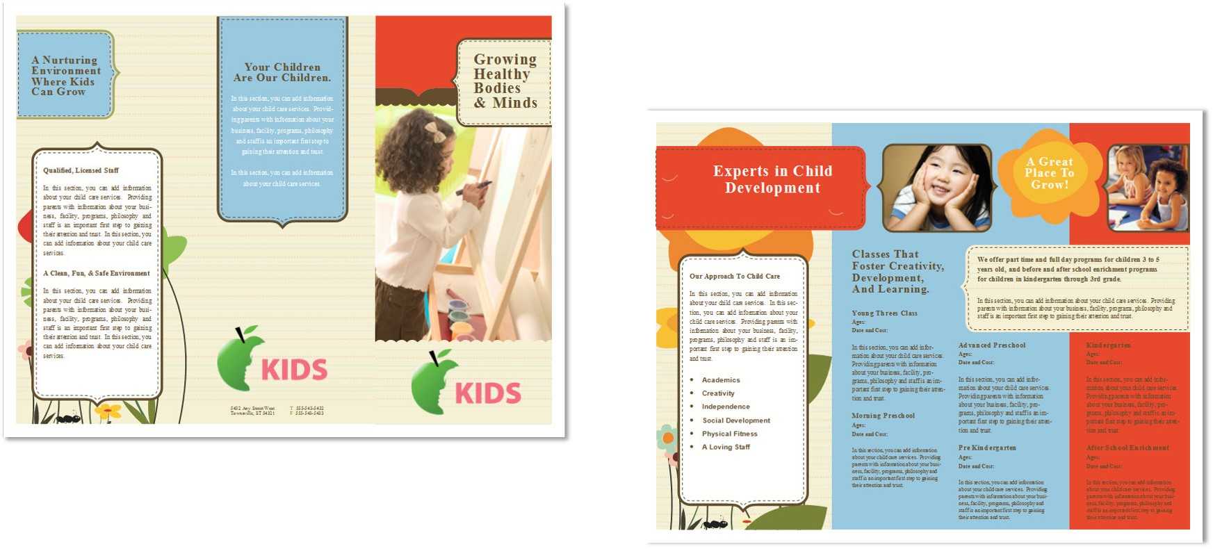 Child Care Brochure Template 6 For Daycare Brochure Template