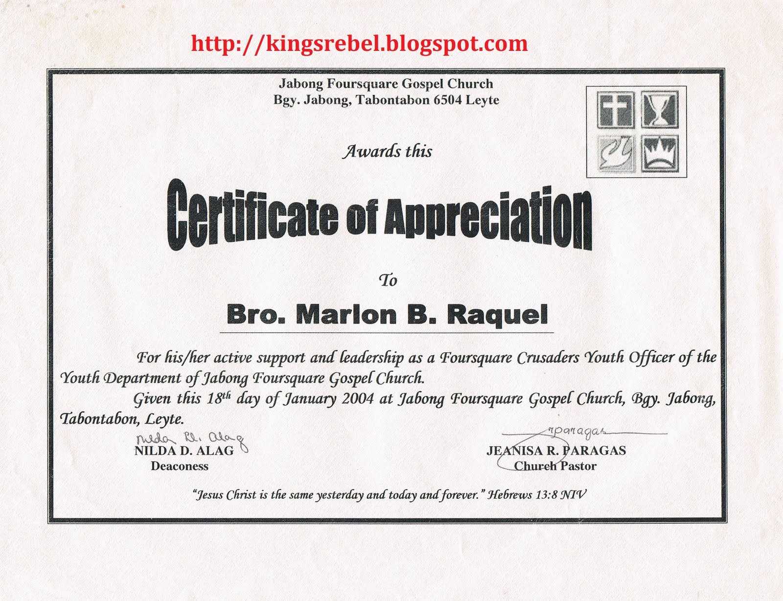 Christian Certificate Of Appreciation Template Pastor Church Inside Christian Certificate Template
