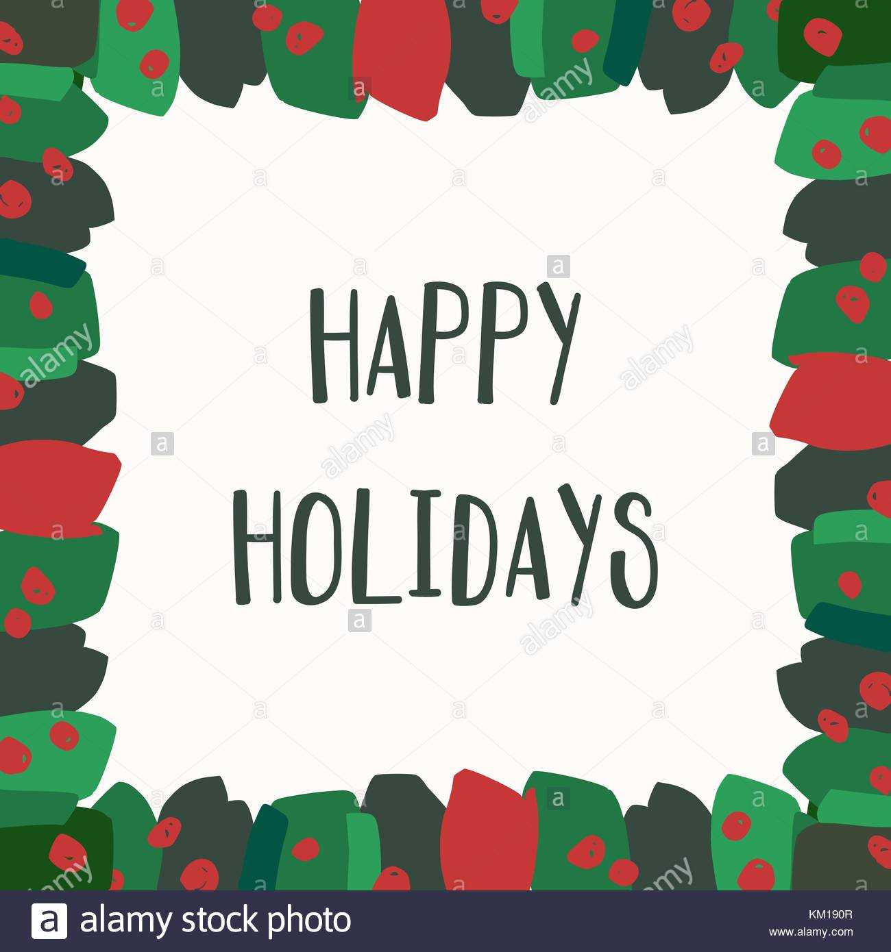 Christmas Greeting Card Template With Green And Red With Regard To Happy Holidays Card Template