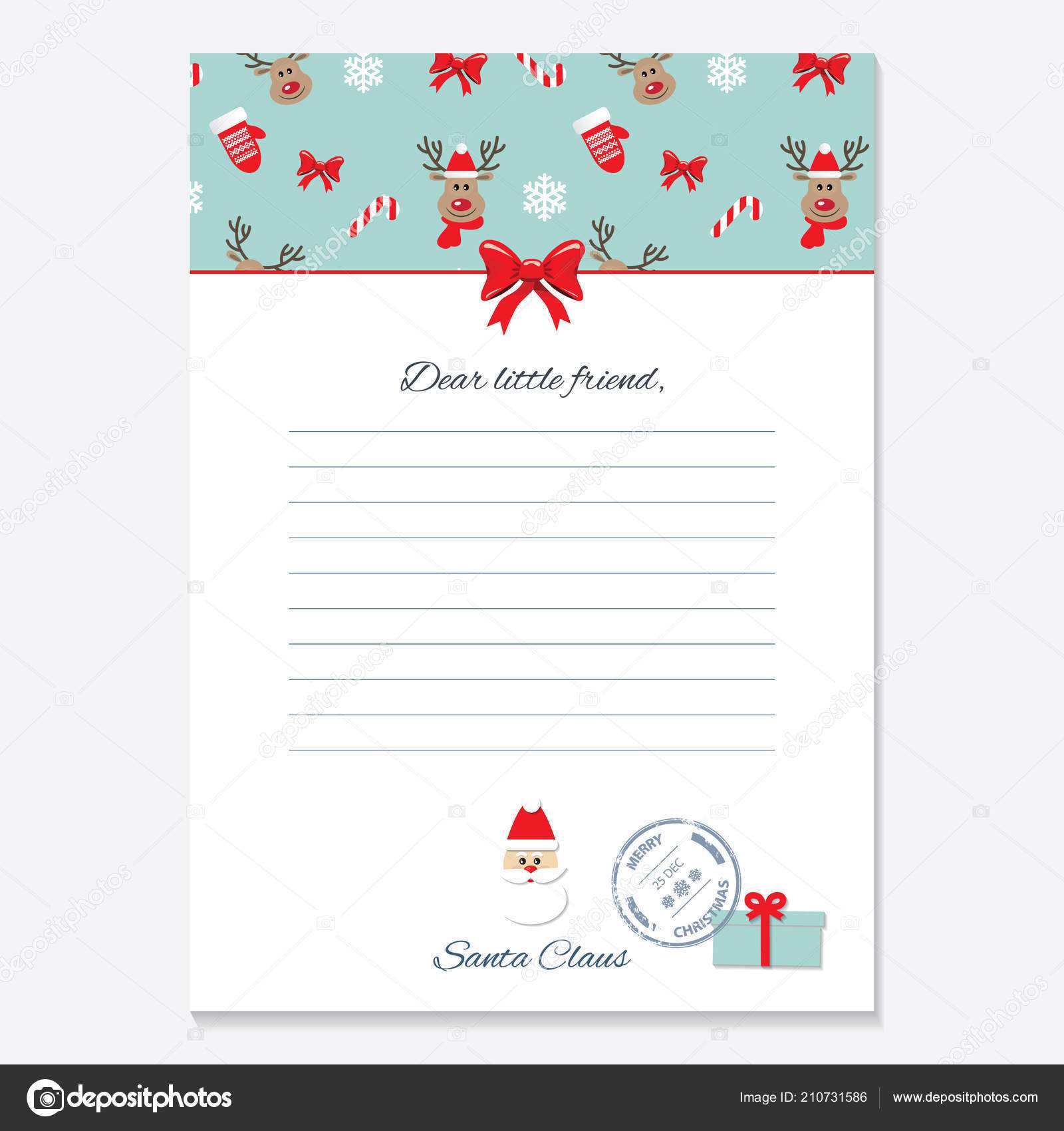 Christmas Letter From Santa Claus Template. — Stock Vector Regarding Blank Letter From Santa Template