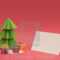 Christmas Paper Cut Handmade Tree Empty Template – License Inside 3D Christmas Tree Card Template