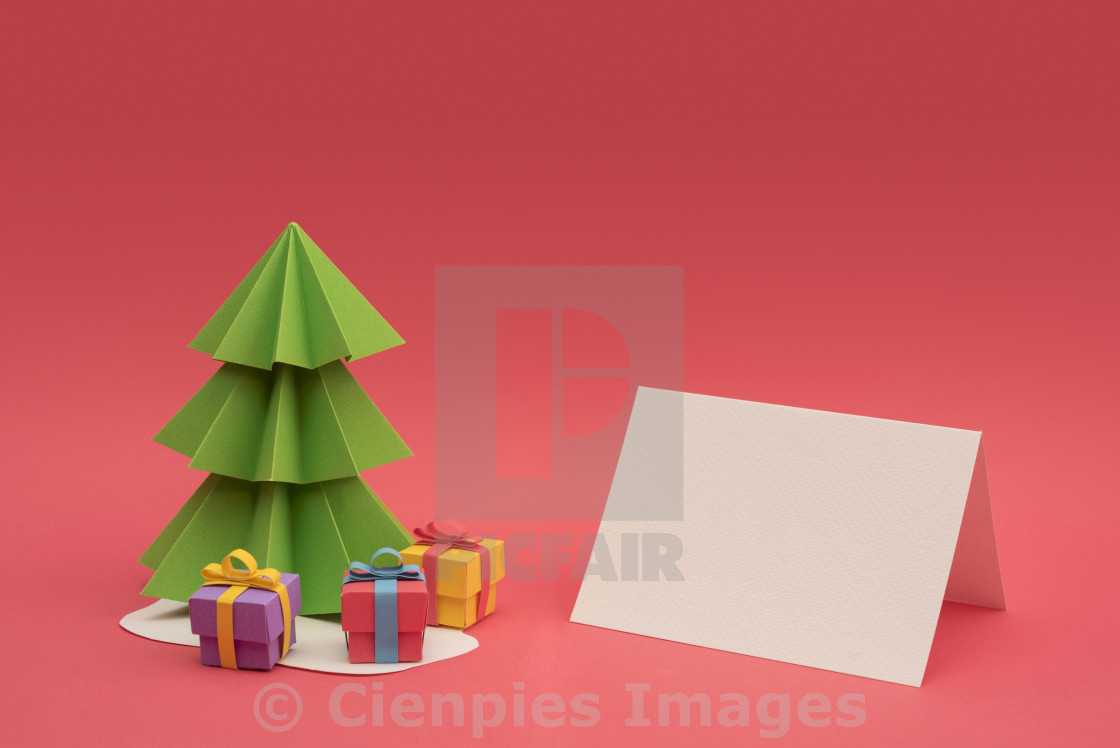 Christmas Paper Cut Handmade Tree Empty Template – License Inside 3D Christmas Tree Card Template