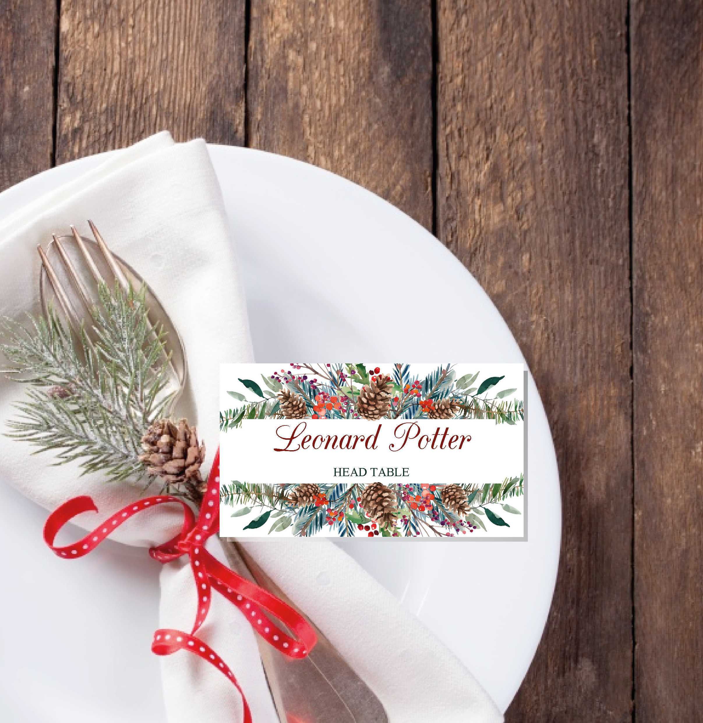 Christmas Place Cards Printable Template, Editable Names Regarding Christmas Table Place Cards Template