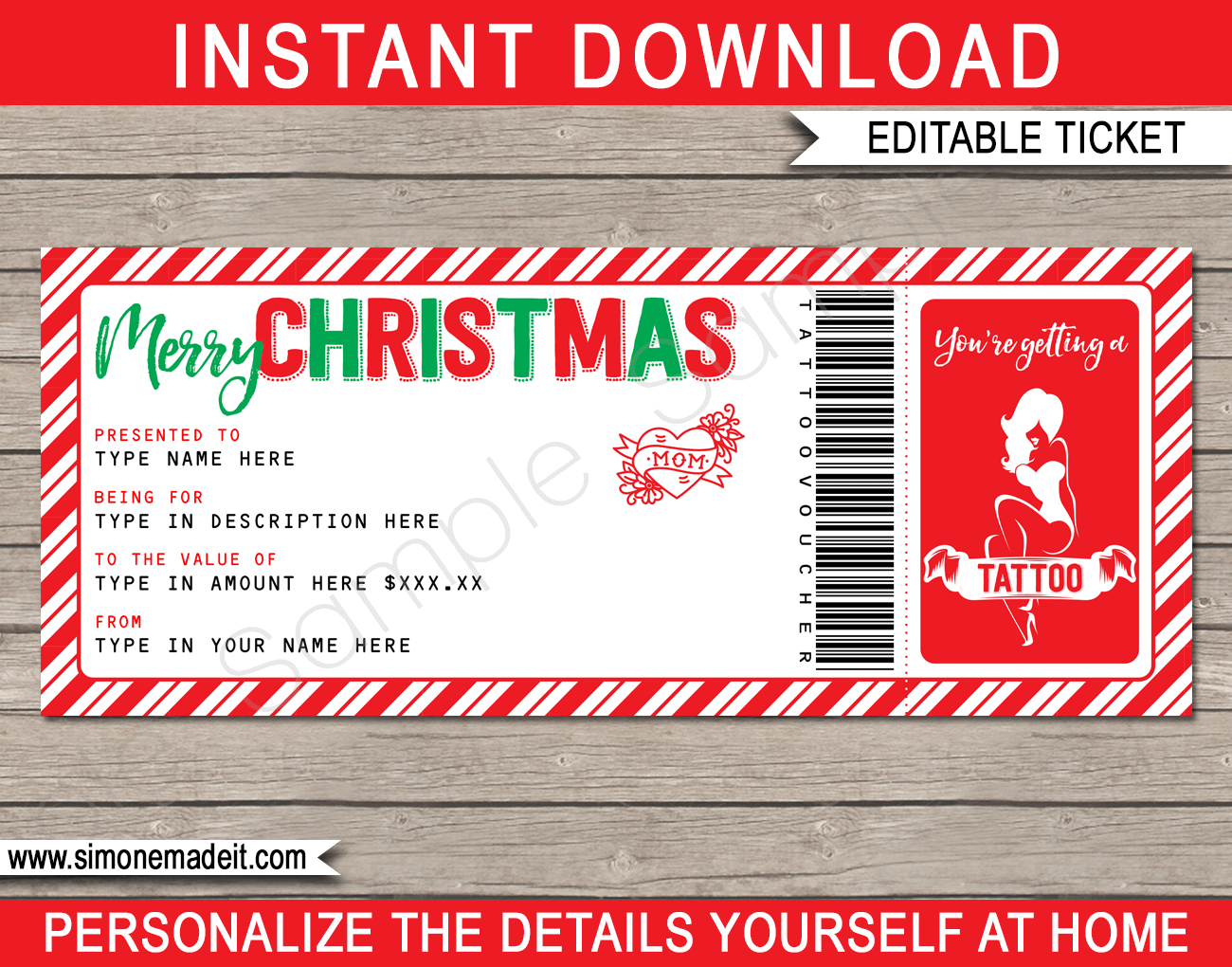 Christmas Tattoo Gift Vouchers For Tattoo Gift Certificate Template