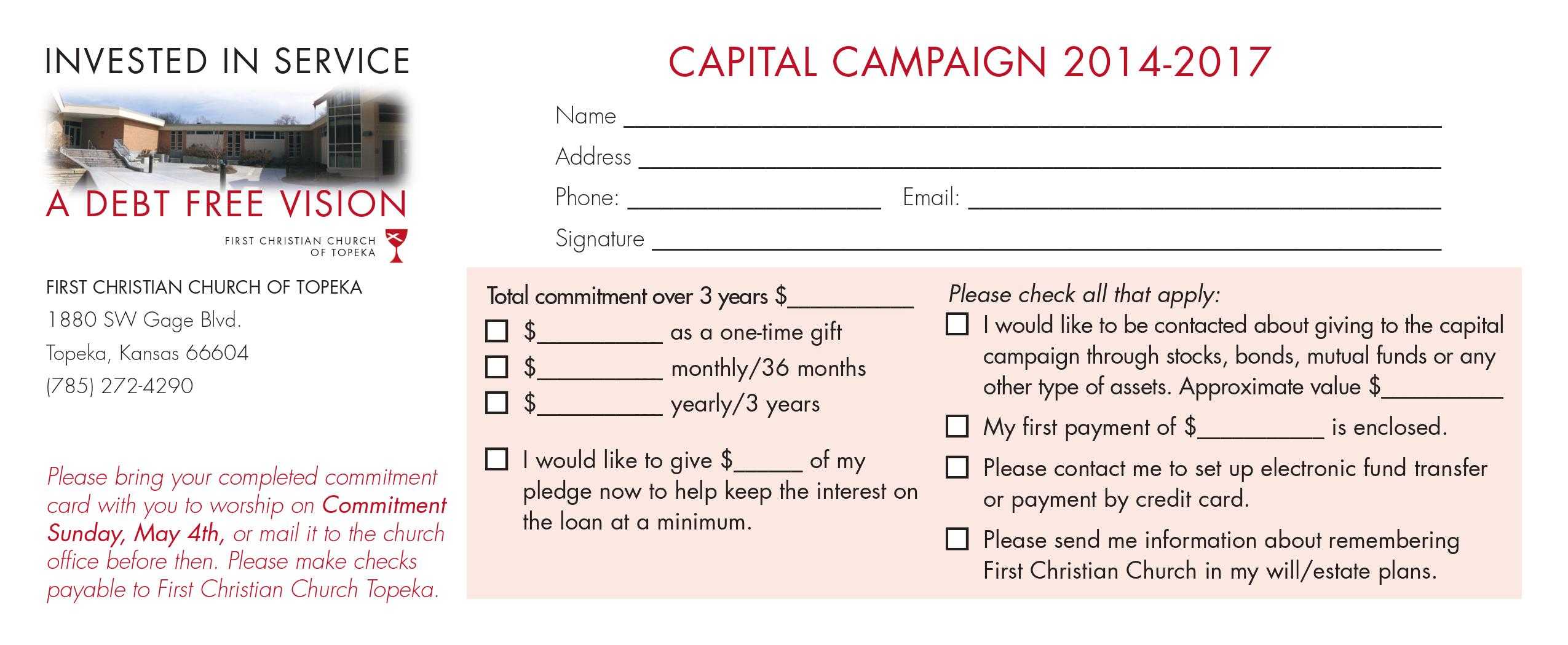 Church Capital Campaign Pledge Card Samples Throughout Pledge Card Template For Church
