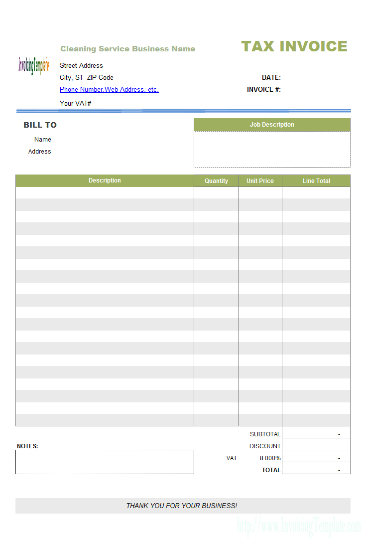 Cleaning Service Invoice Template Within Invoice Template Word 2010