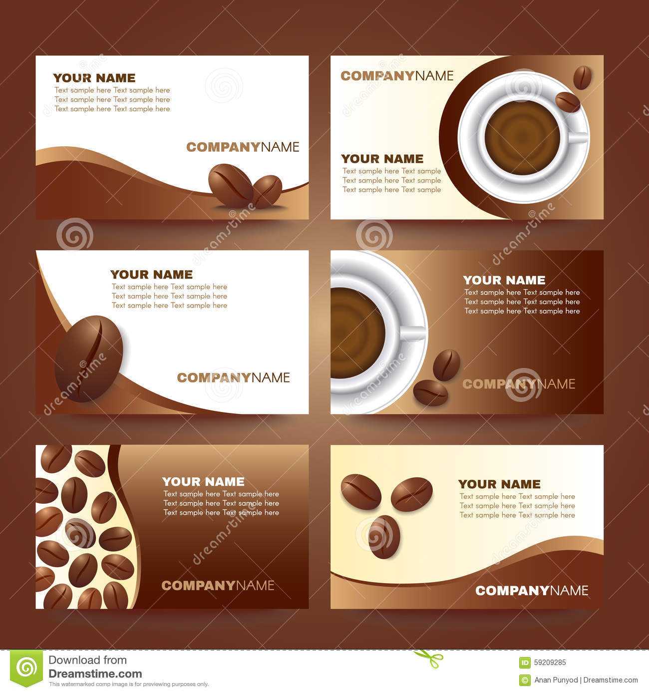 Coffee Business Card Template Vector Set Design Stock Vector With Regard To Coffee Business Card Template Free