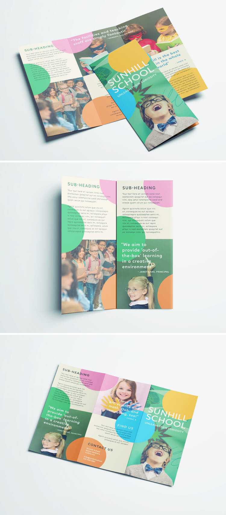 Colorful School Brochure – Tri Fold Template | Download Free Regarding Brochure Templates For School Project