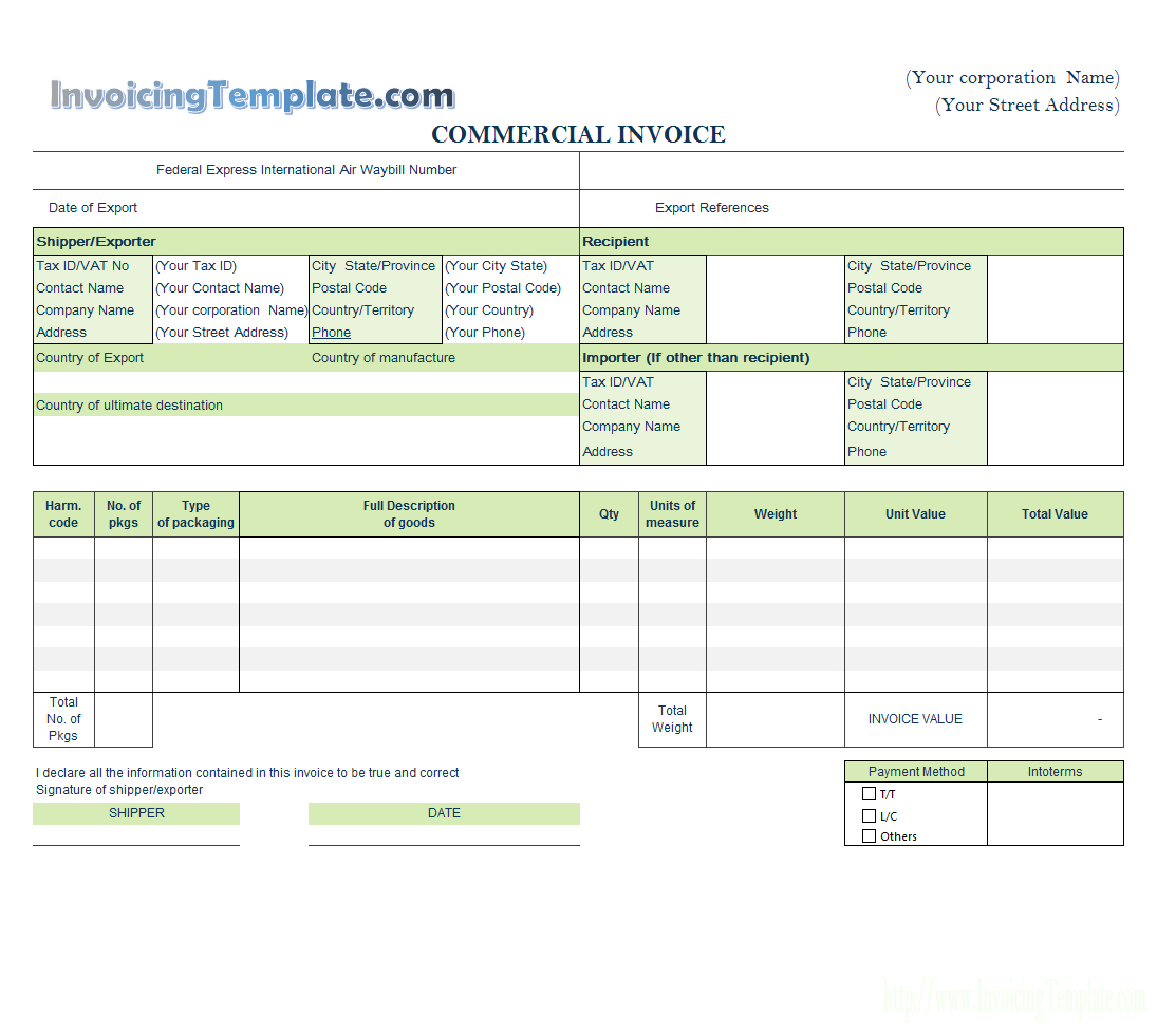 Commercial Invoice Templates – 20 Results Found For Commercial Invoice Template Word Doc