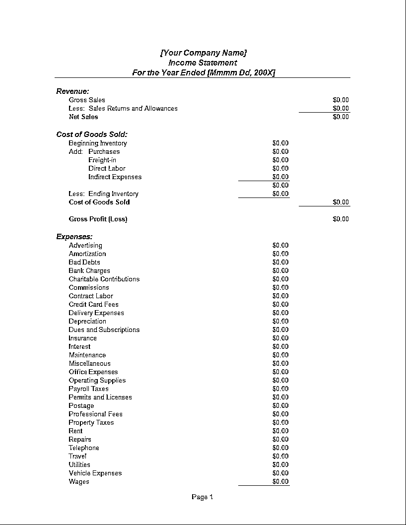 Company Income Statement Template | Templates At With Regard To Credit Card Statement Template