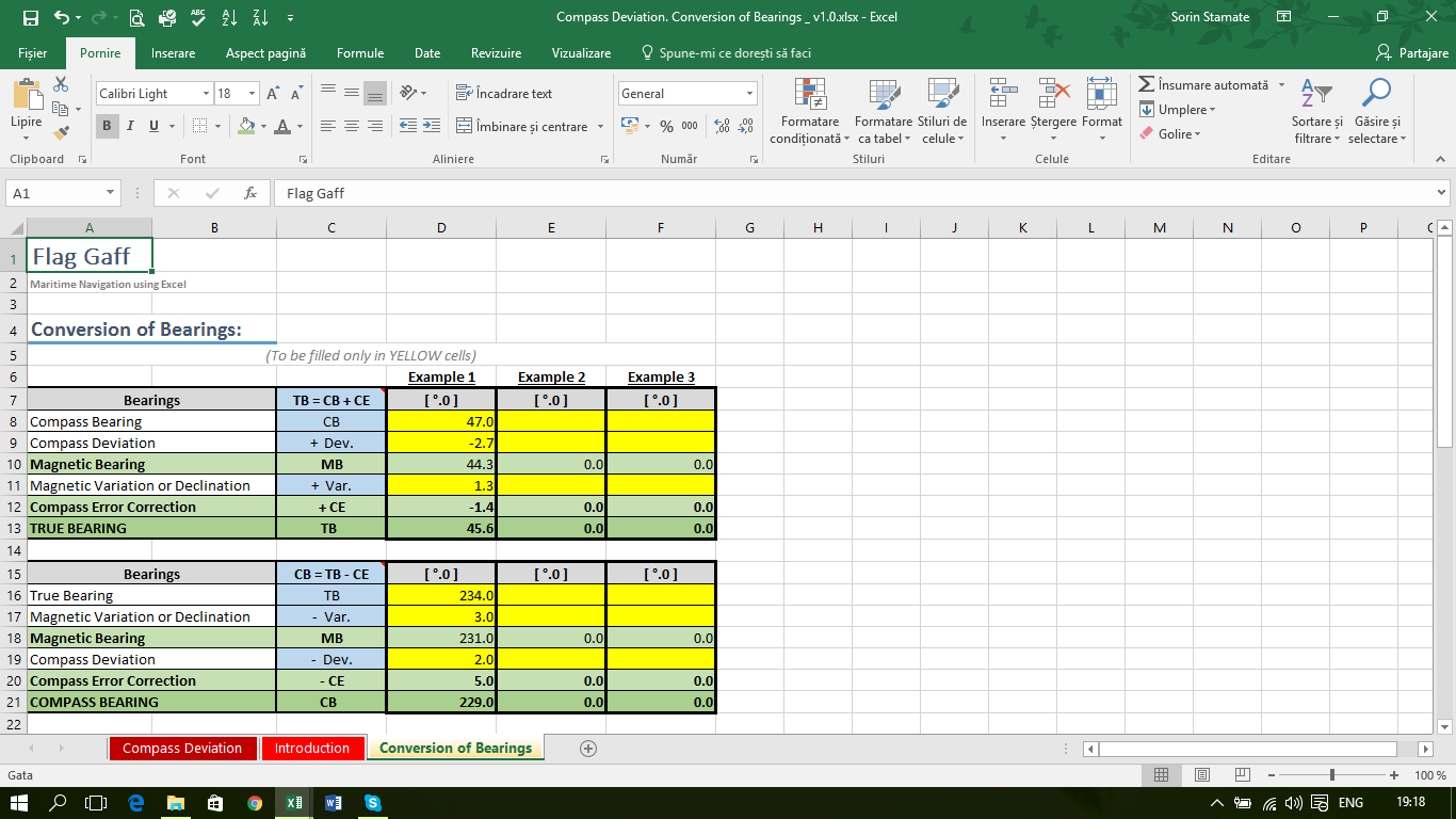 Compass Deviation. Conversion Of Bearings For Compass Deviation Card Template