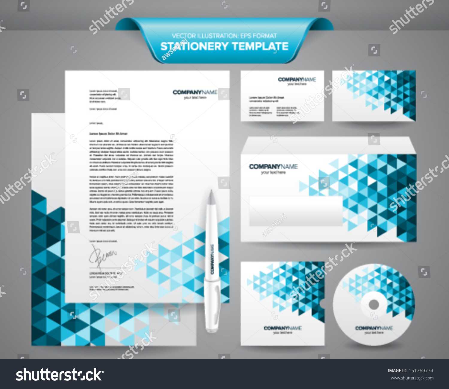 Complete Set Business Stationery Template Such Stock Vector With Regard To Business Card Letterhead Envelope Template