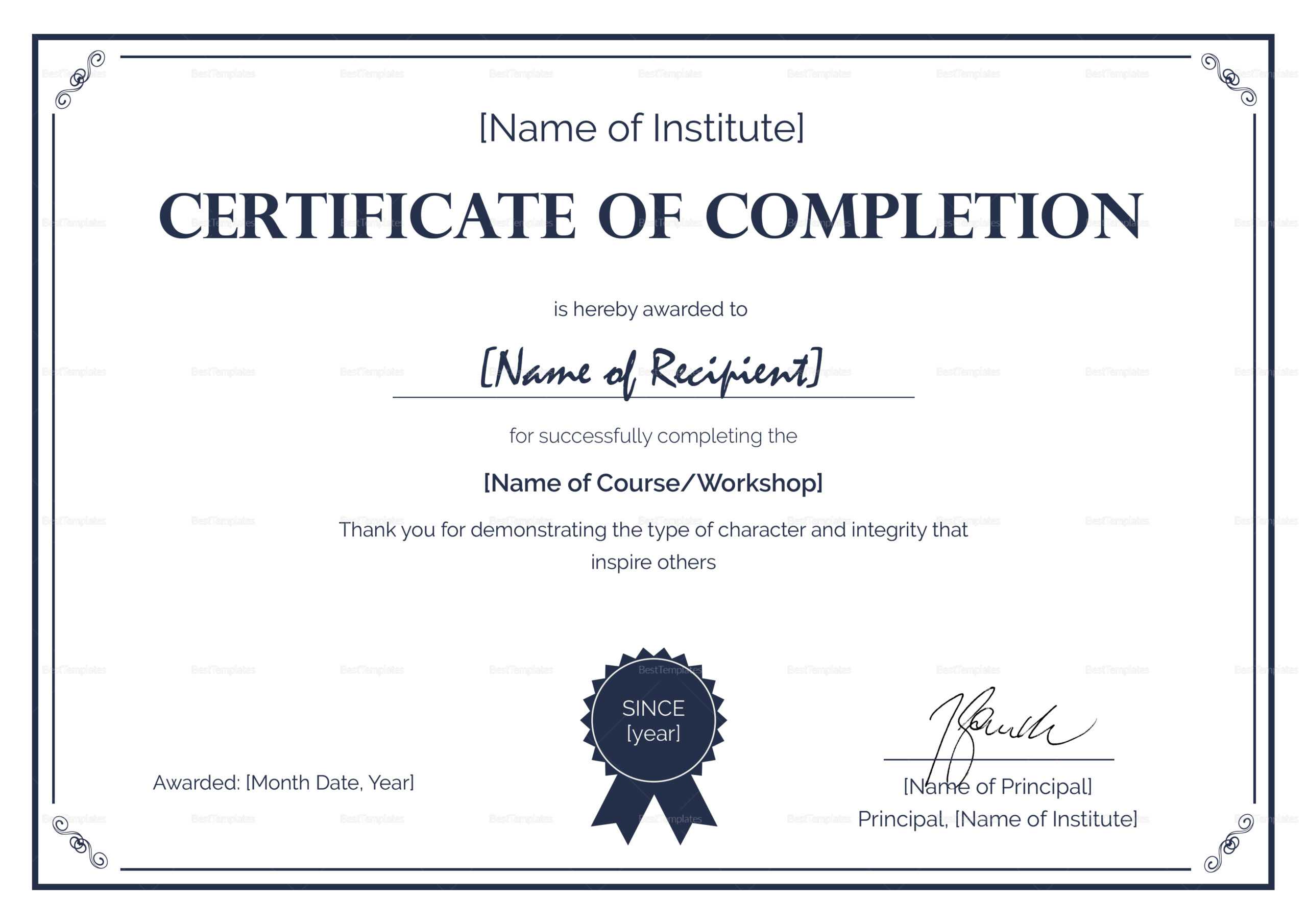 Completition Certificate – Zohre.horizonconsulting.co Inside Certificate Of Completion Template Word