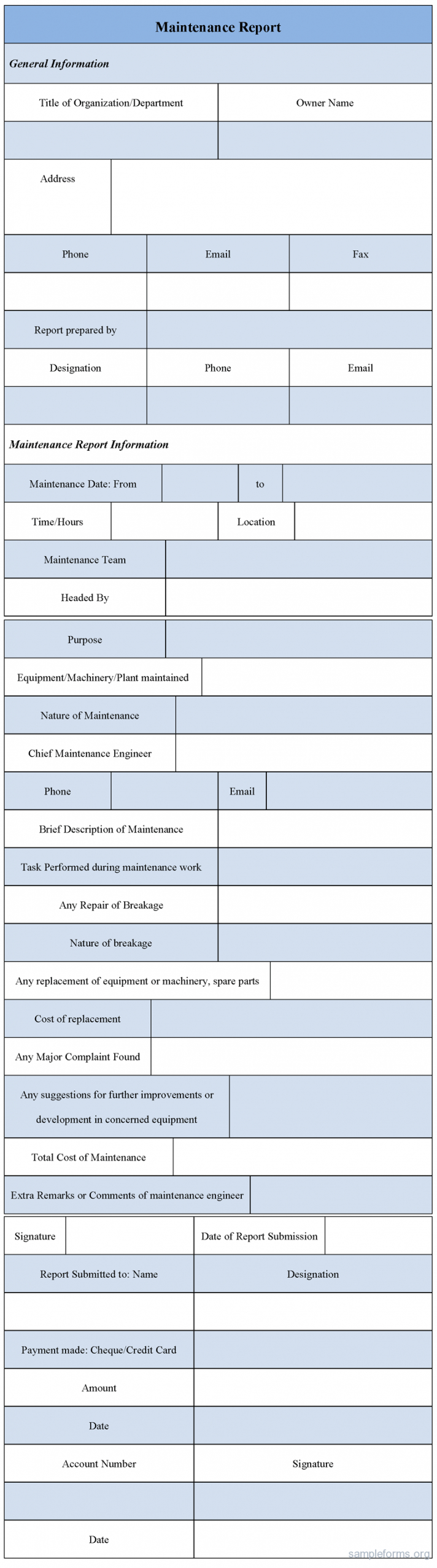 Computer Maintenance Report Form Template Service Format For Equipment Fault Report Template