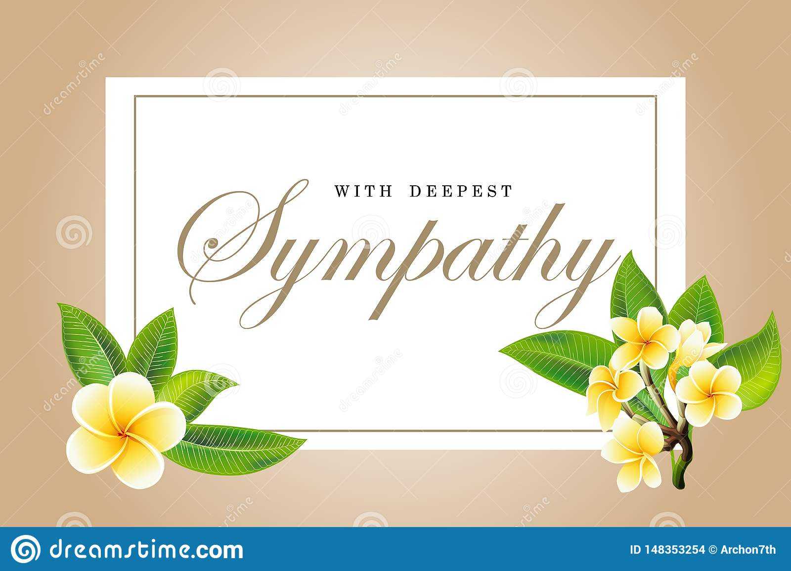 Condolences Sympathy Card Floral Frangipani Or Plumeria For Sympathy Card Template