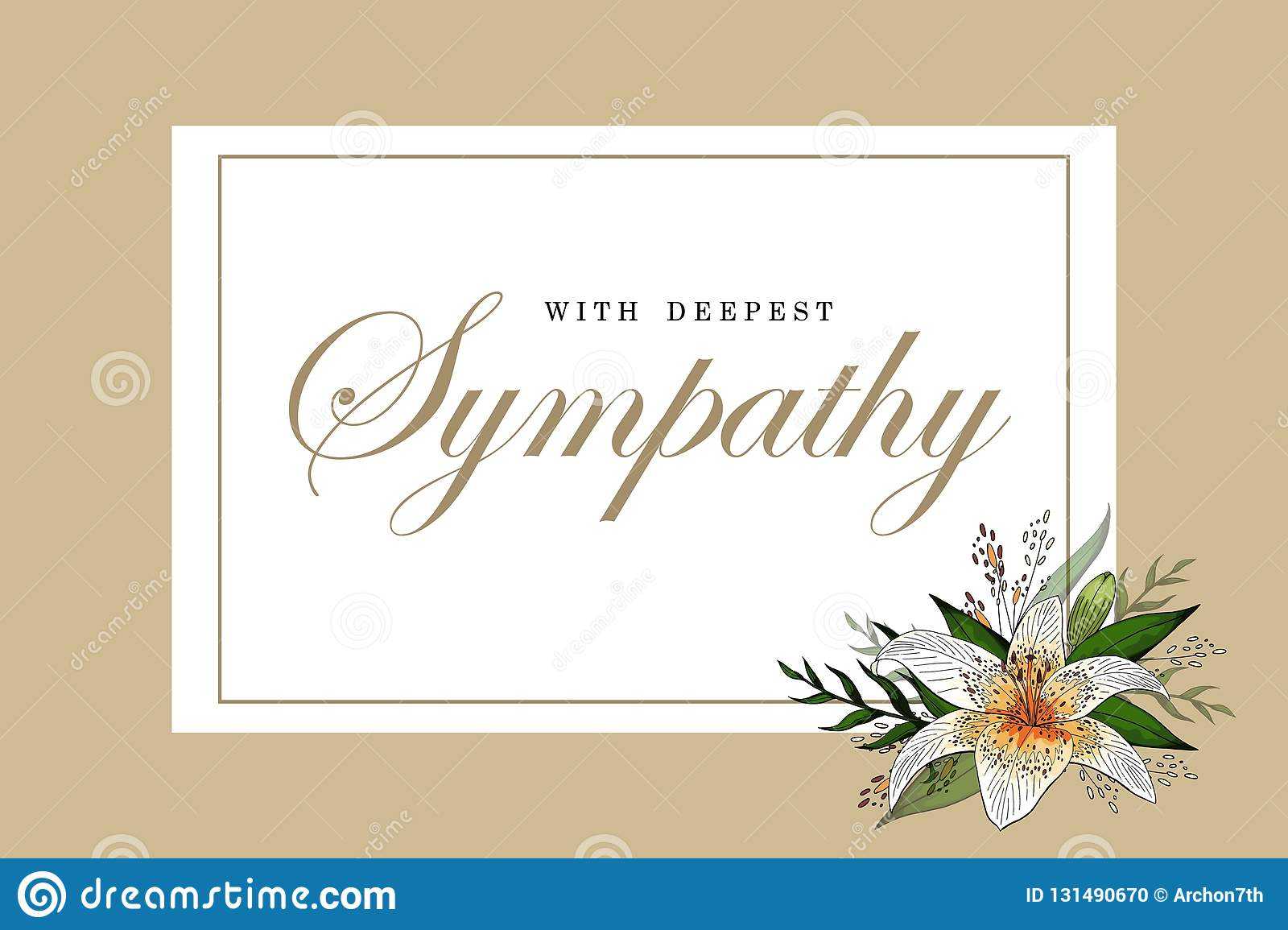Condolences Sympathy Card Floral Lily Bouquet And Lettering For Sympathy Card Template