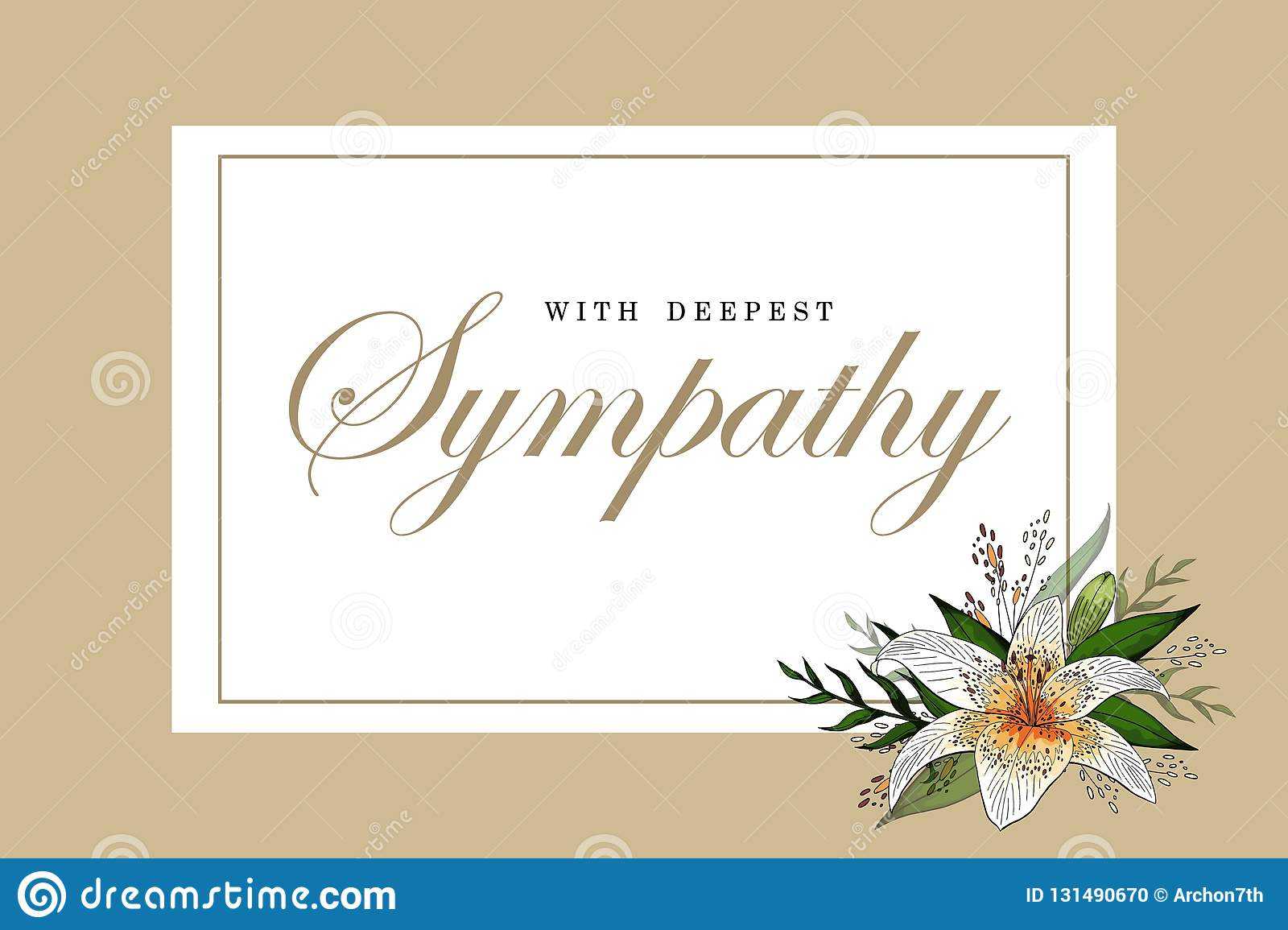 Condolences Sympathy Card Floral Lily Bouquet And Lettering Intended For Sorry For Your Loss Card Template