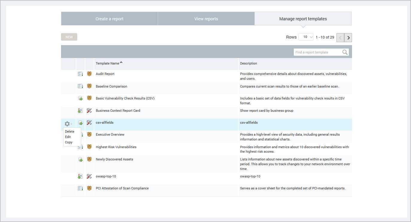 Configuring Custom Report Templates Intended For Baseline Report Template