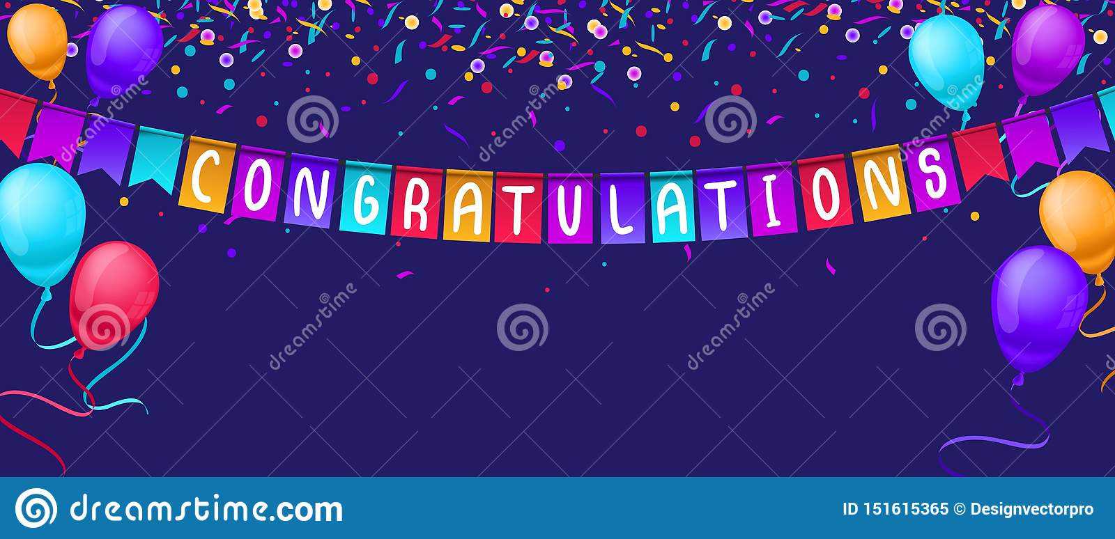Congratulations Banner Template With Balloons And Confetti Regarding Congratulations Banner Template