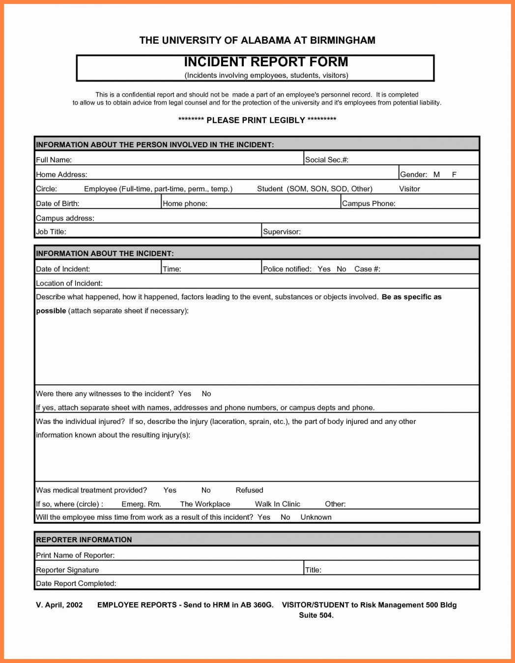 Construction Accident Report Form Sample Work Incident Within Construction Accident Report Template