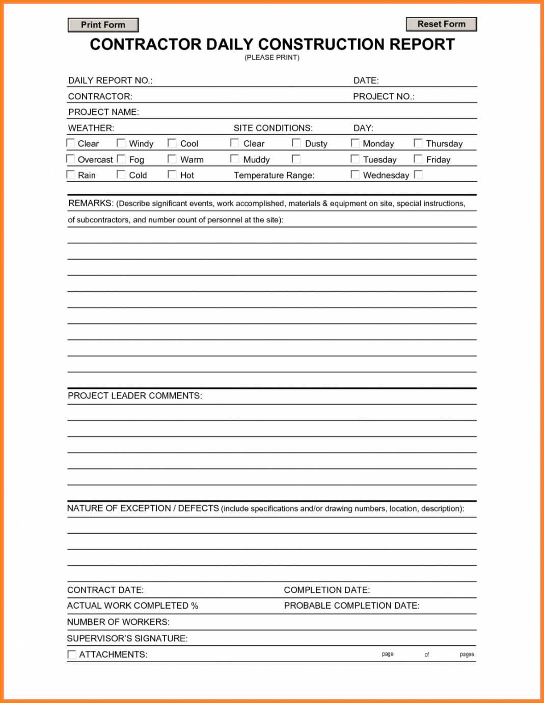 Construction Daily Report Template Examples Best Free With Free Construction Daily Report Template