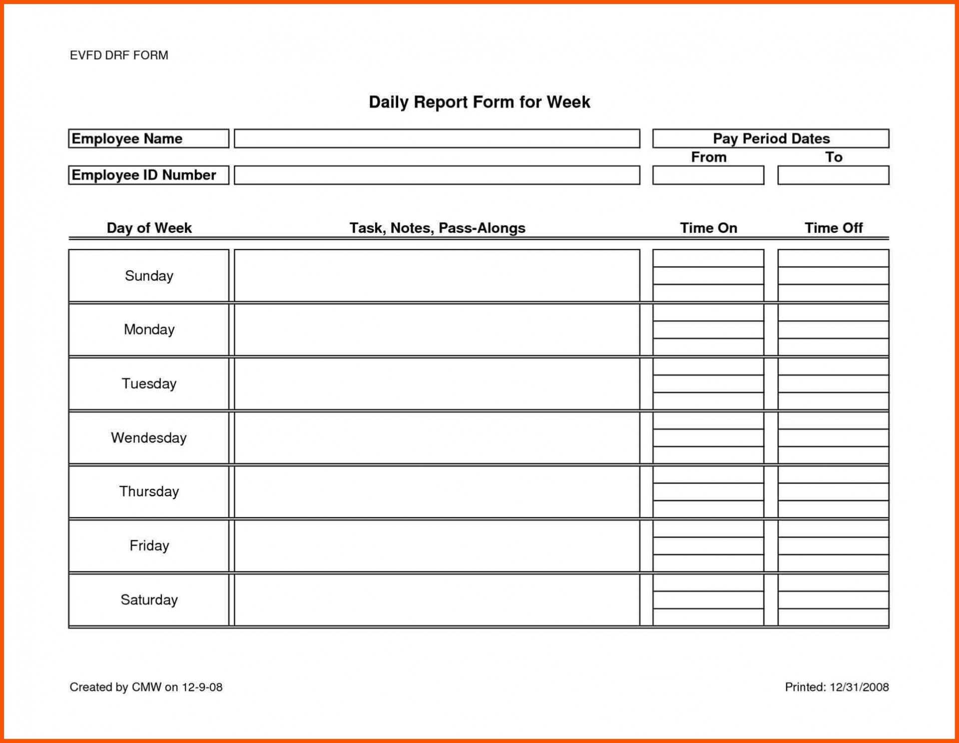 Construction Daily Report Template Word Sample Safety Form For Daily Report Sheet Template