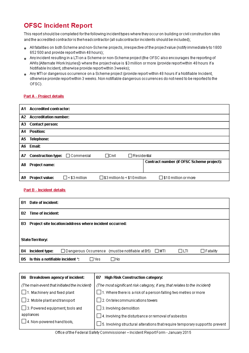 Construction Incident Report Form | Templates At Throughout Construction Accident Report Template