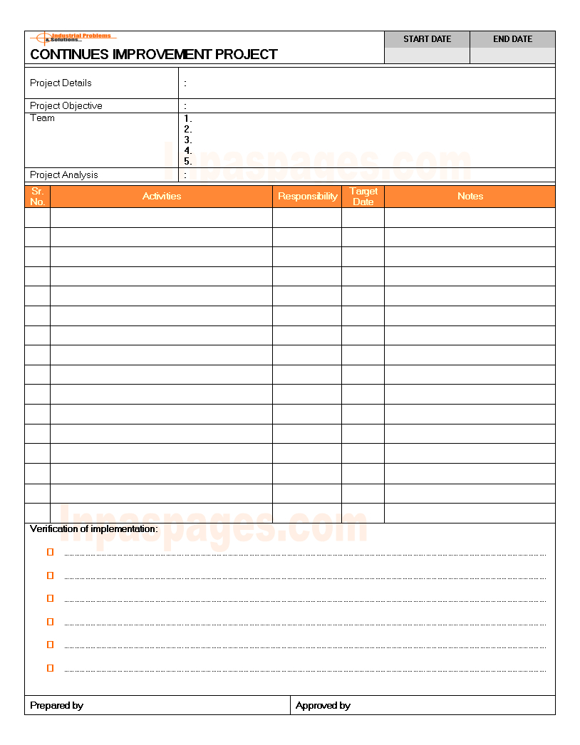 Continuous Improvement Project Format Inside Improvement Report Template