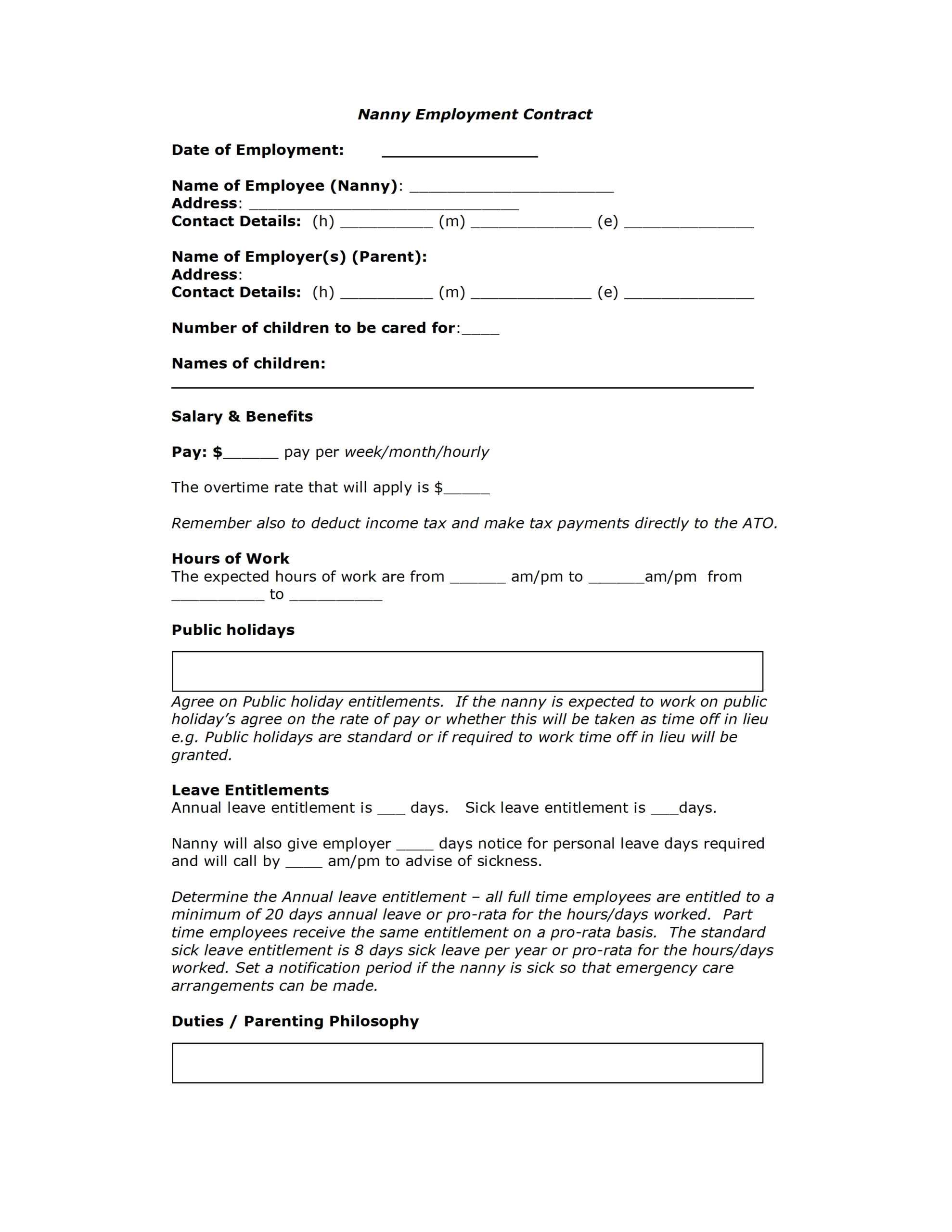 Contract Template For Nanny | Professional Resume Cv Maker Pertaining To Nanny Contract Template Word