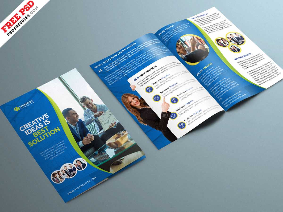 Corporate Bifold Brochure Psd Template | Psdfreebies Pertaining To Two Fold Brochure Template Psd