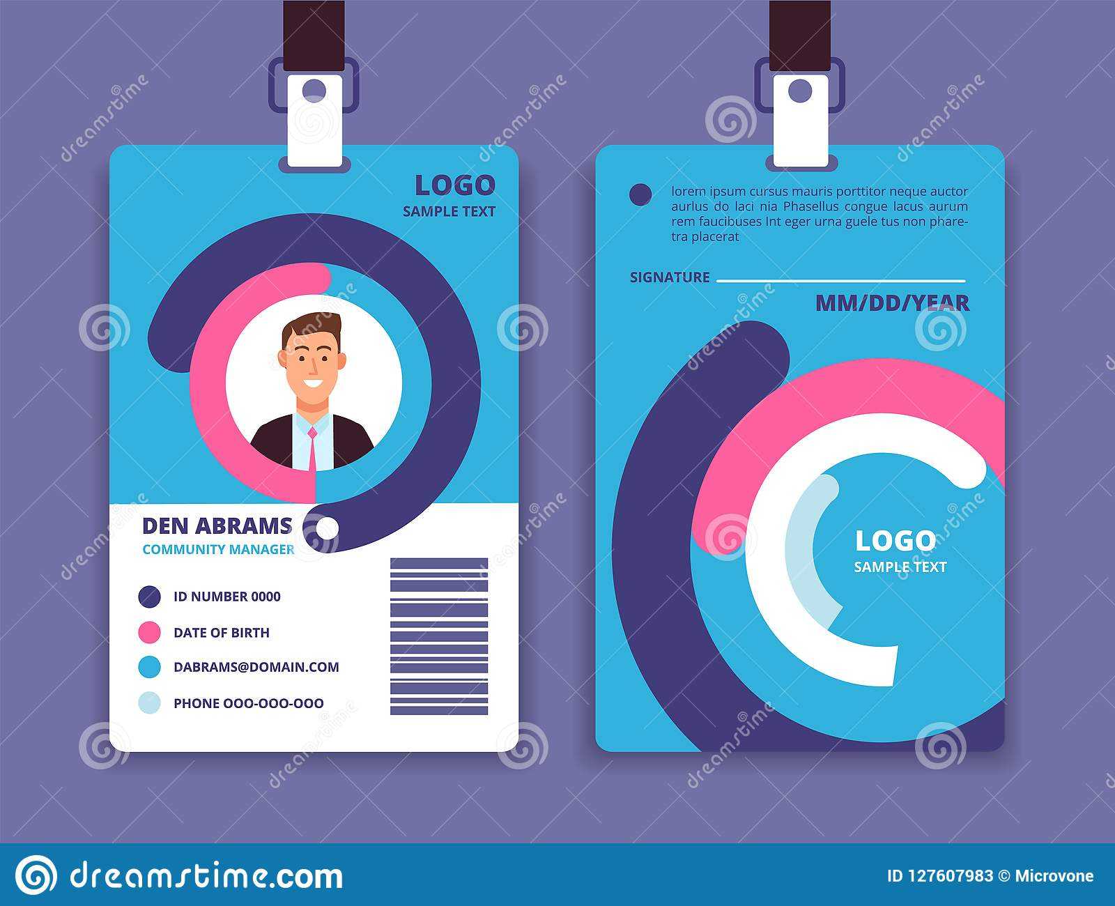 Corporate Id Card. Professional Employee Identity Badge With Within Work Id Card Template