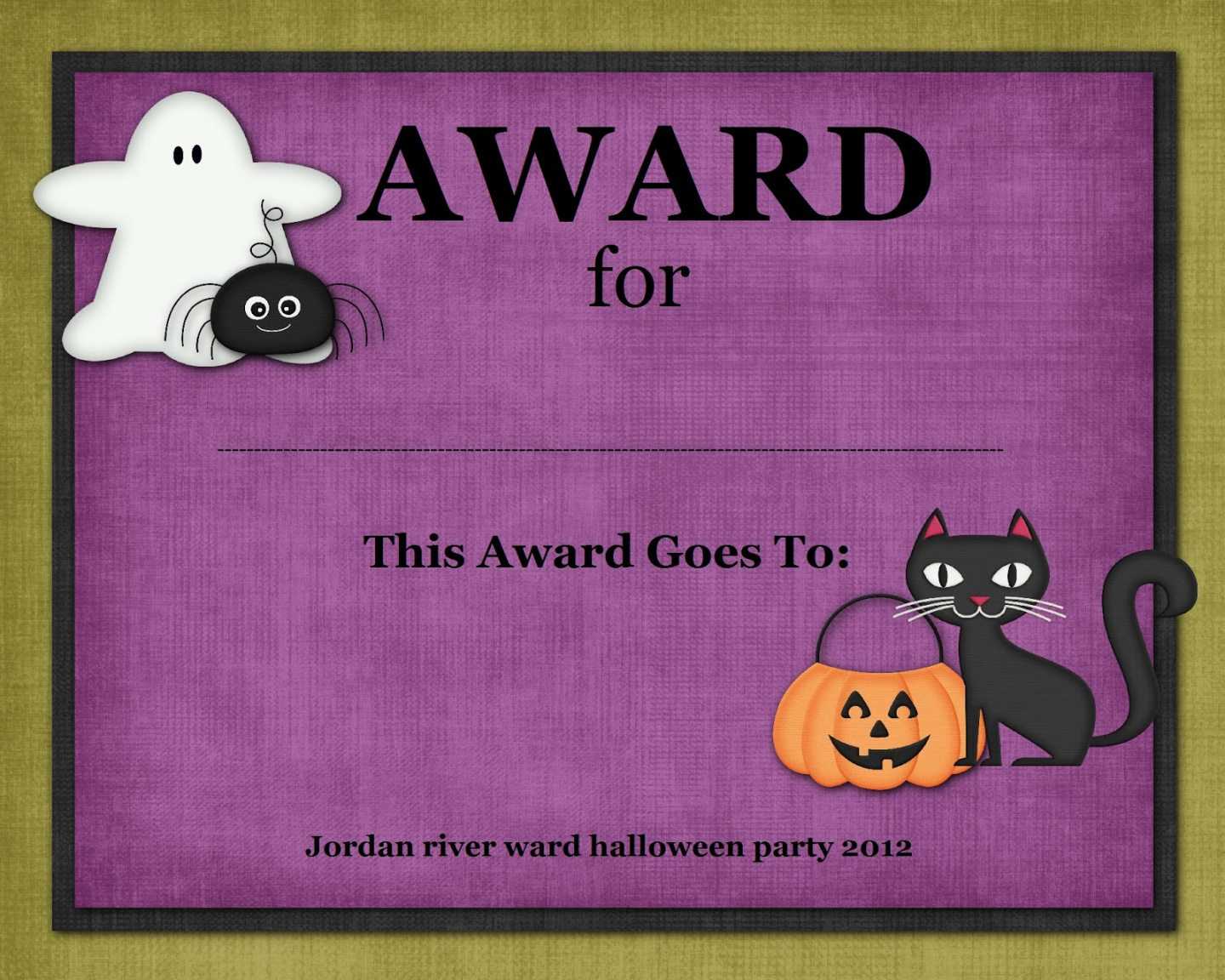 Costume Contest Certificate Template - Zohre With Regard To Halloween Costume Certificate Template