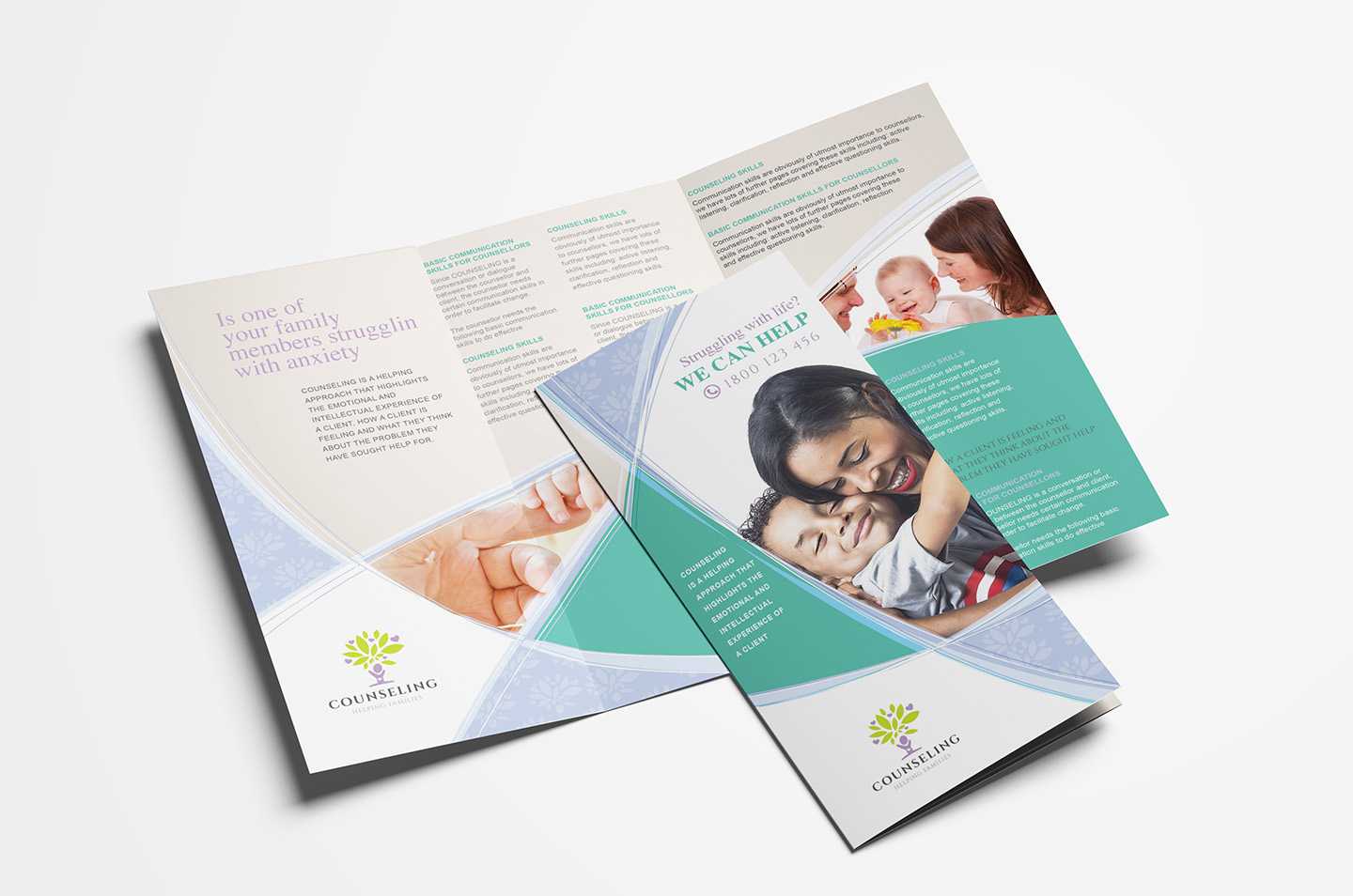 Counselling Service Tri Fold Brochure Template In Psd, Ai Inside Tri Fold Brochure Template Illustrator