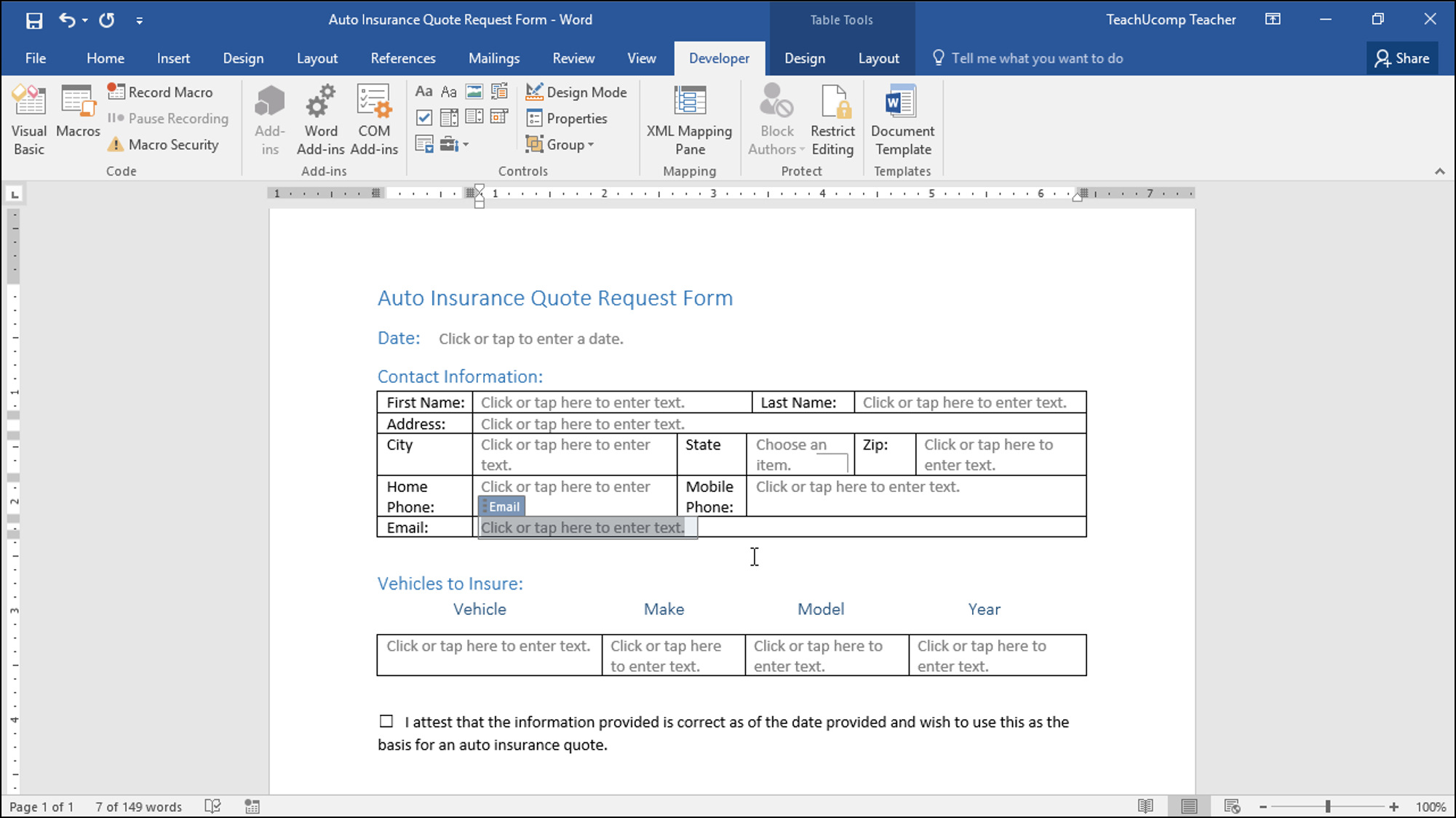 Create A Form In Word  Instructions And Video Lesson Pertaining To Word Macro Enabled Template