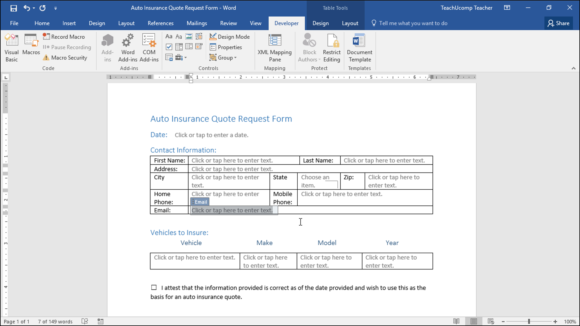 Create A Form In Word  Instructions And Video Lesson With Regard To Word 2010 Templates And Add Ins