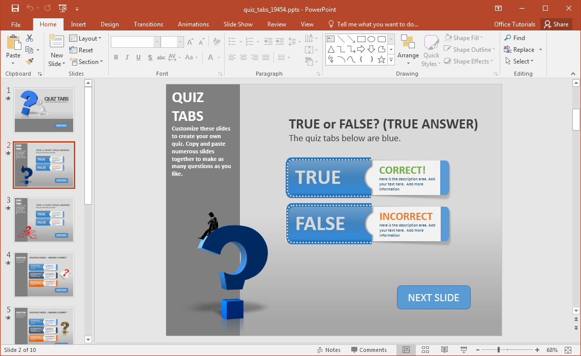 Create A Quiz In Powerpoint With Quiz Tabs Powerpoint Template With Regard To Powerpoint Quiz Template Free Download