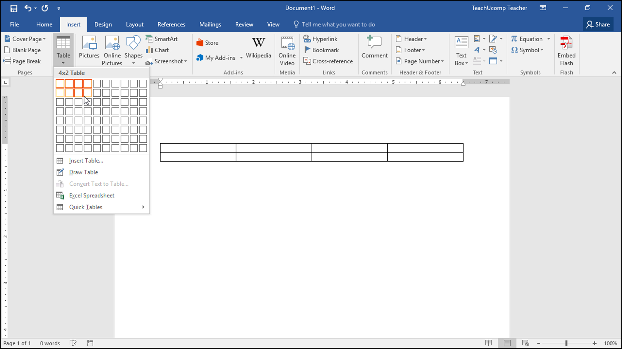 Create Tables In Word – Instructions – Teachucomp, Inc. With Regard To Word 2013 Table Of Contents Template