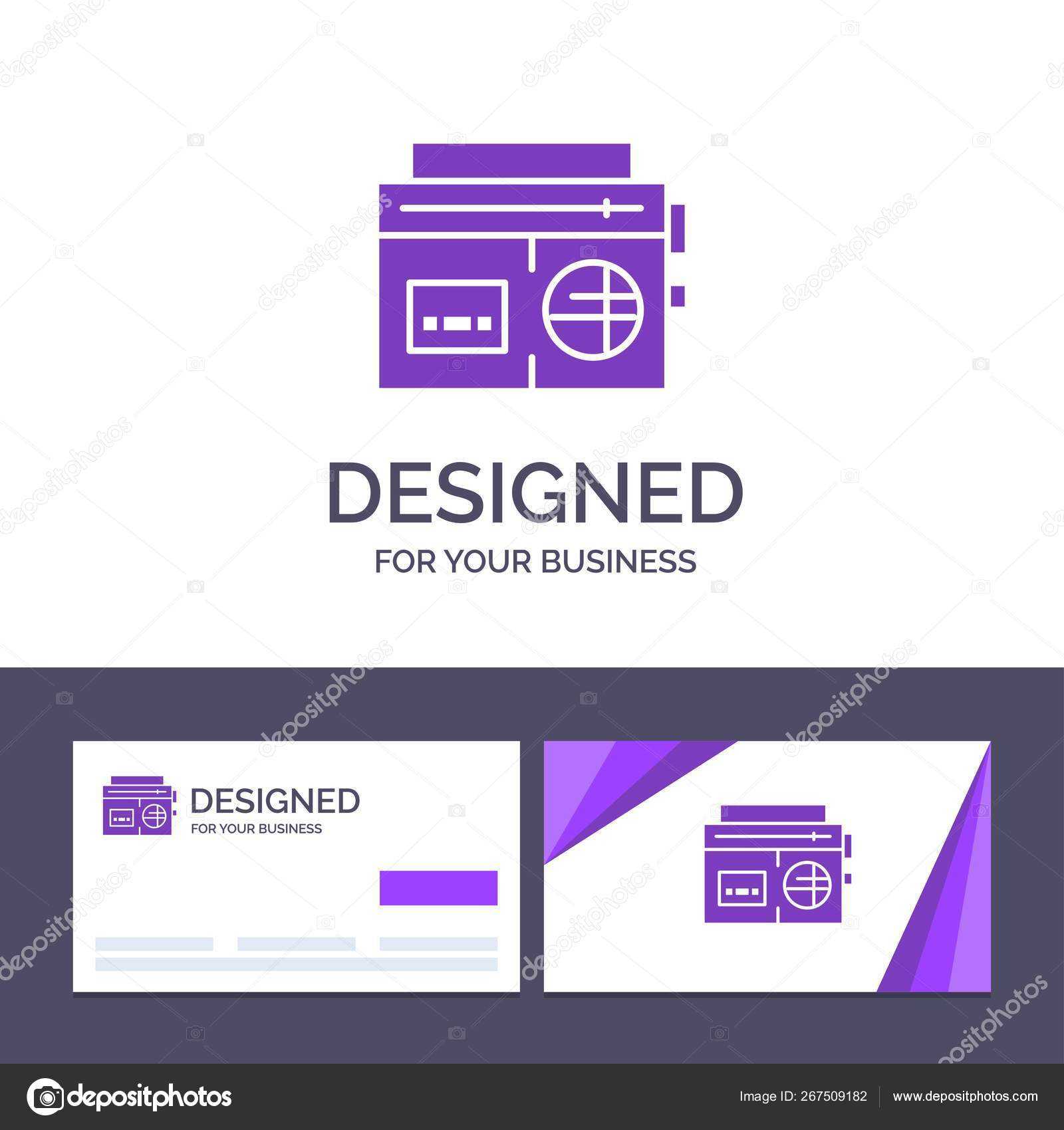 Creative Business Card And Logo Template Tape, Radio, Music With Med Cards Template