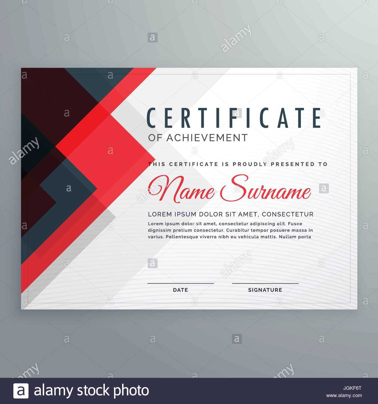 Creative Certificate Of Achievement Award Template With Red Within Clue Card Template