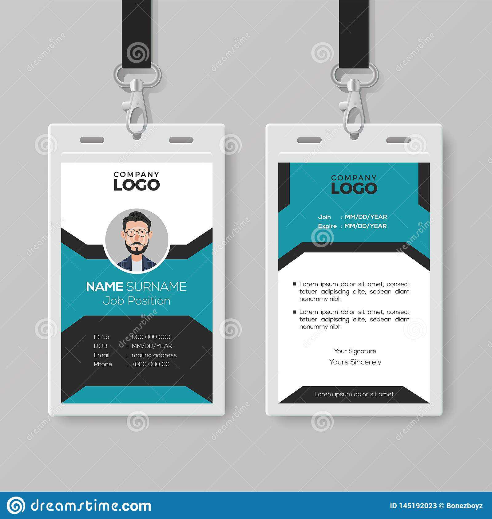 Creative Employee Id Card Template Stock Vector With Regard To Pvc Id Card Template