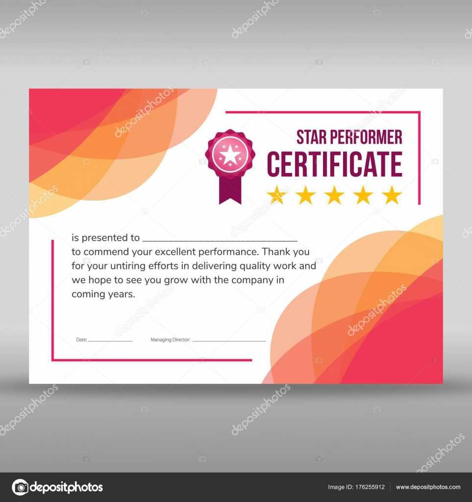 Creative Framed Pink And White Certificate — Stock Vector Within Star Performer Certificate Templates